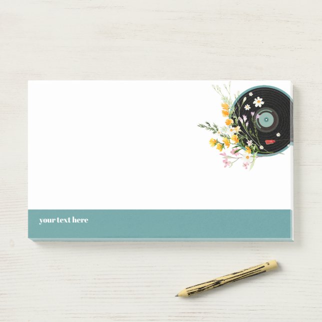 Vinyl Record, floral, Oldies Rustic, women music Post-it Notes (On Desk)