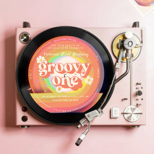 Vinyl Record Groovy One First Birthday Invitation