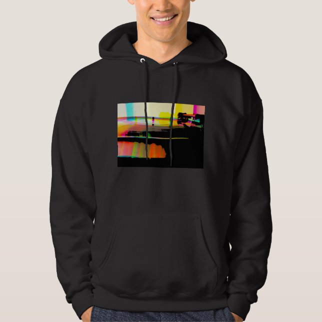 Vinyl record on turntable hoodie (Front)