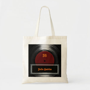 vinyl record . personalized tote bag