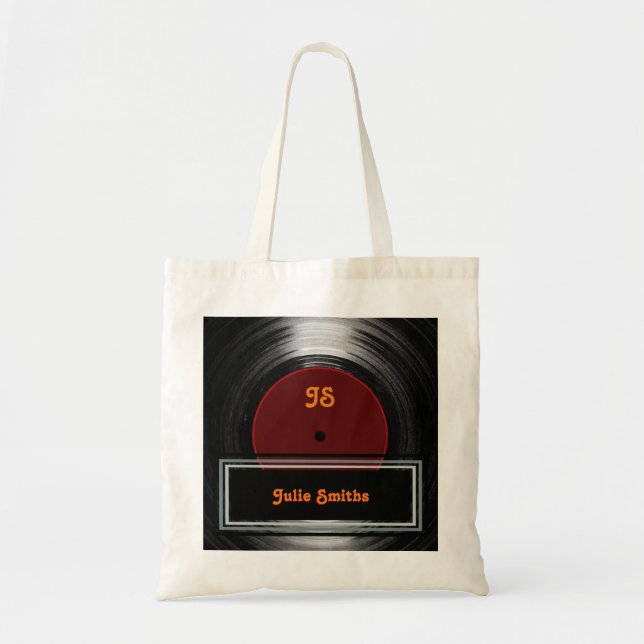 vinyl record . personalized tote bag (Front)