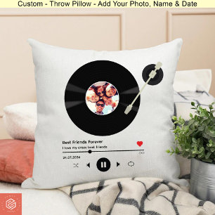 Vinyl Record Photo Best Friends Birthday Party Throw Pillow