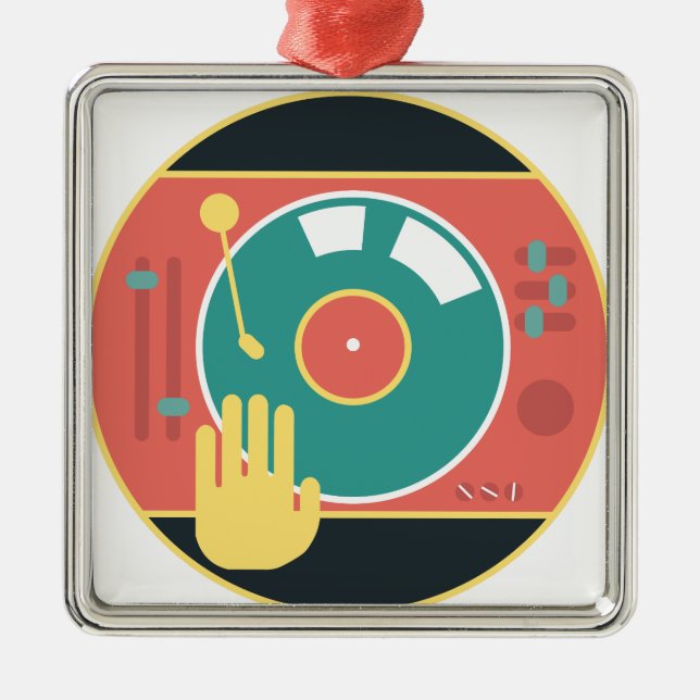 Vinyl-record-player-hand-scratch Metal Ornament (Front)