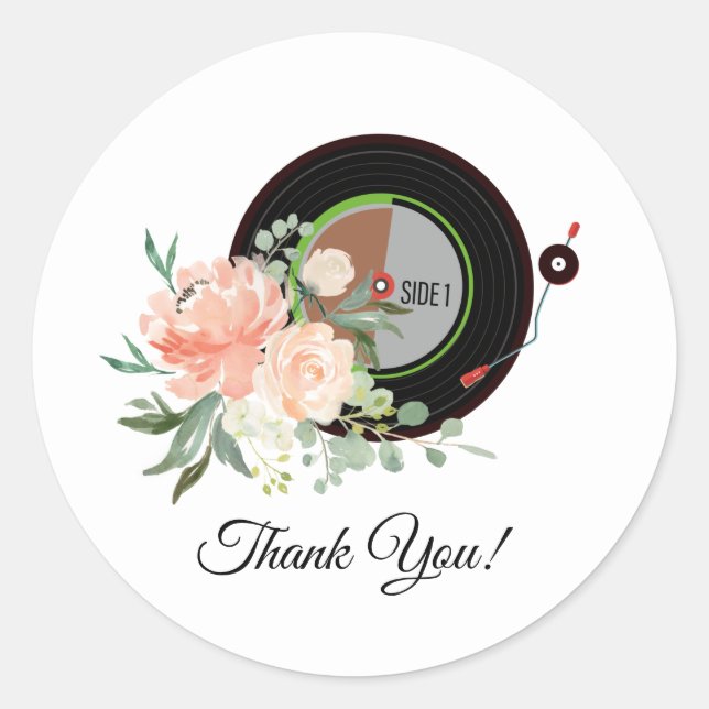vinyl record player thank you stickers (Front)