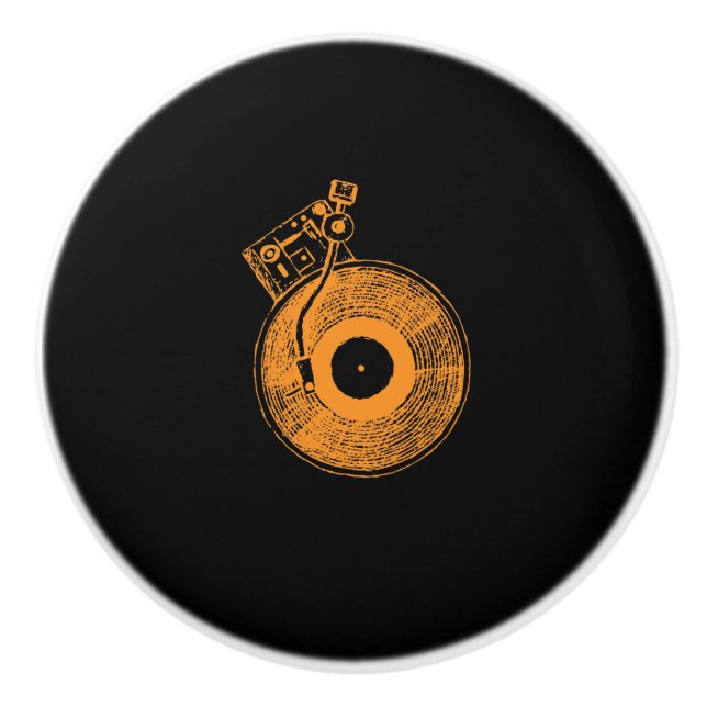 Vinyl Record Player Turntable Music Gift for DJ Ceramic Knob (Front)