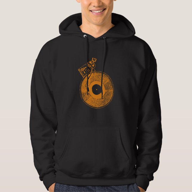 Vinyl Record Player Turntable Music Gift for DJ Hoodie (Front)