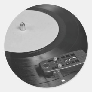 Vinyl Record Playing on a Turntable Overview Classic Round Sticker