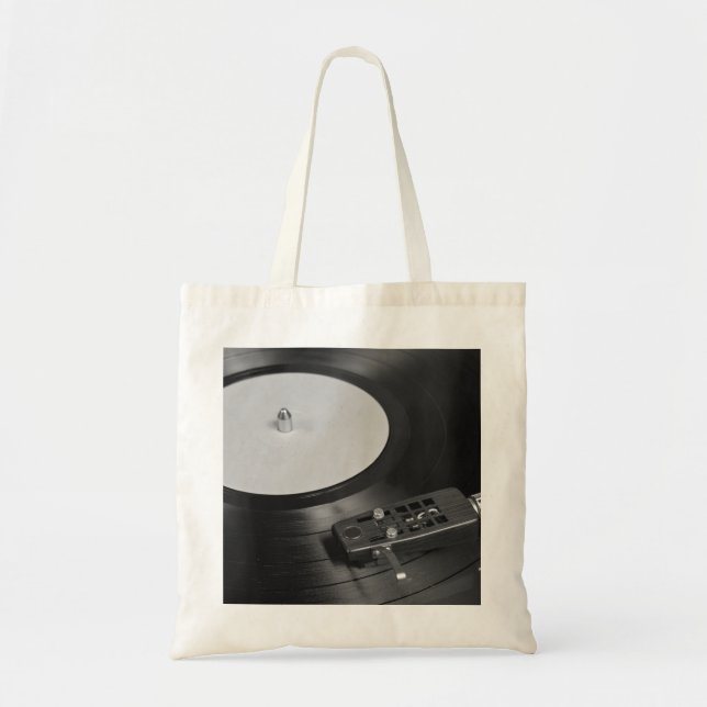 Vinyl Record Playing on a Turntable Overview Tote Bag (Front)