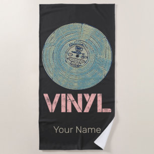 Vinyl Record Retro Disco Vintage Music Design Beach Towel