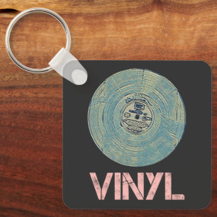 Vinyl Record Retro Disco Vintage Music Design Keychain