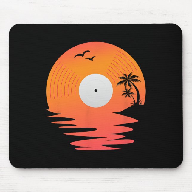 Vinyl Record Retro Disk Sea Beach Turntables Desig Mouse Pad (Front)