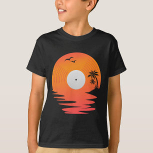 Vinyl Record Retro Disk Sea Beach Turntables Desig T-Shirt