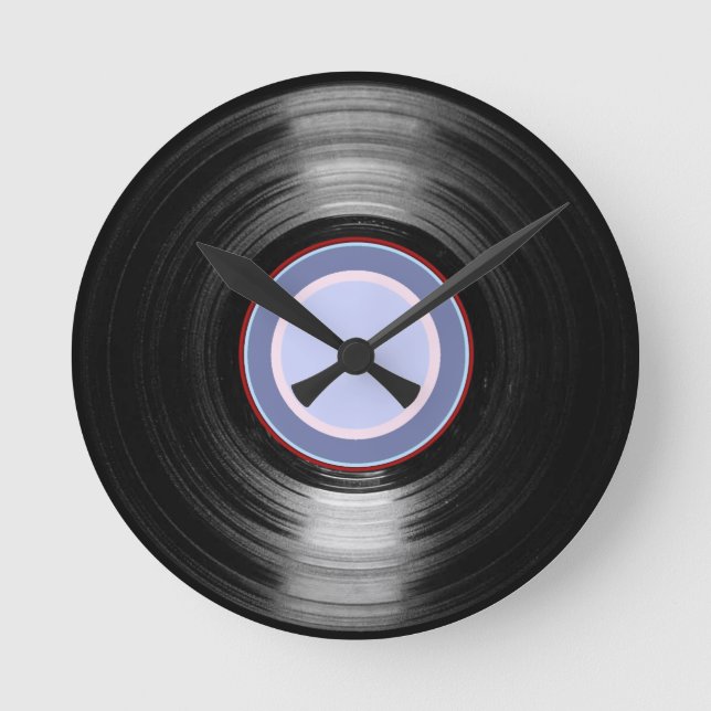 vinyl record retro hour round clock (Front)