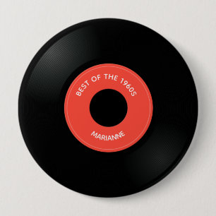 Vinyl Record Single "45" Design Button
