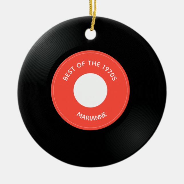 Vinyl Record Single "45" Design Ceramic Ornament (Front)
