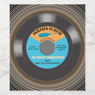 Vinyl record single personalized homemade wine label