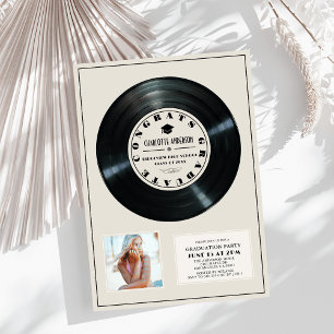 Vinyl Record Tan Plaque Photo Graduation Invitation
