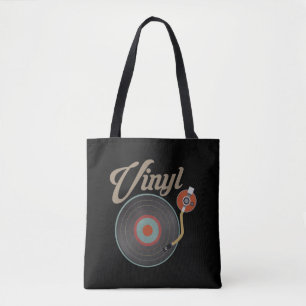 Vinyl Record Turntable Style Music Retro Record DJ Tote Bag