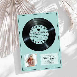 Vinyl Record Turquoise Plaque Photo Graduation Invitation