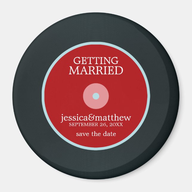 Vinyl Record Wedding Save the Date Magnet (Front)