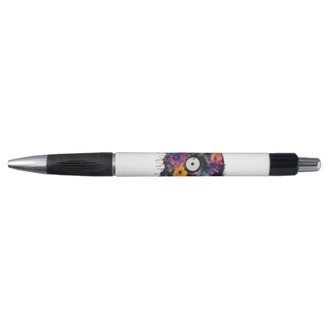 Vinyl record with colourful flowers pen (Front)