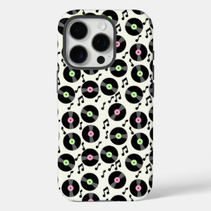 Vinyl Records and Music Notes Pattern iPhone 16 Pro Case