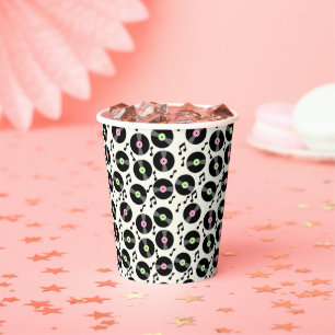Vinyl Records and Music Notes Pattern Paper Cups