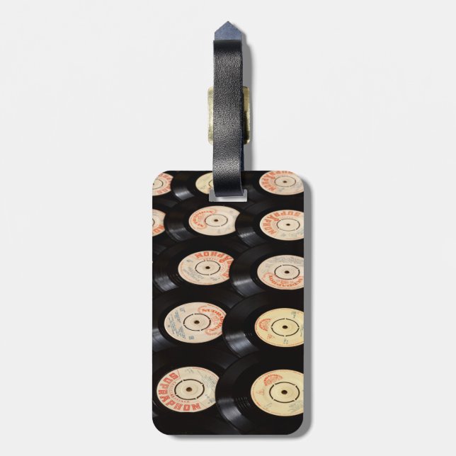 Vinyl Records Background Luggage Tag (Back Vertical)