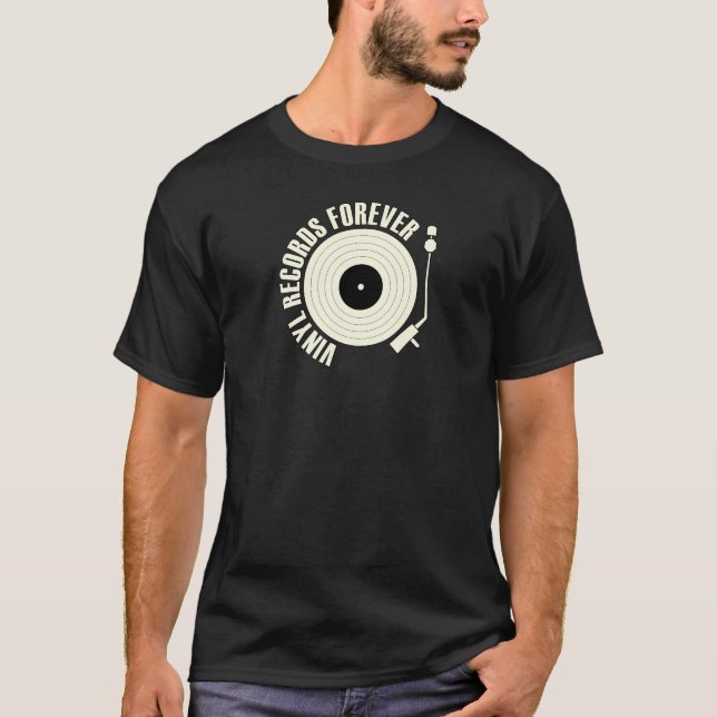 Vinyl Records Forever White Colour T-Shirt (Front)