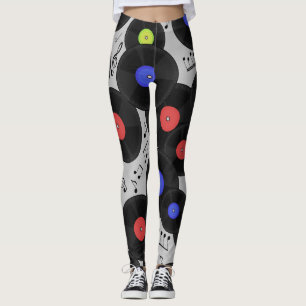 Vinyl Records: Music Note Pattern Leggings