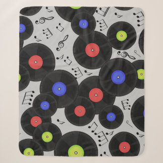 Vinyl Records: Music Note Pattern Sherpa Blanket