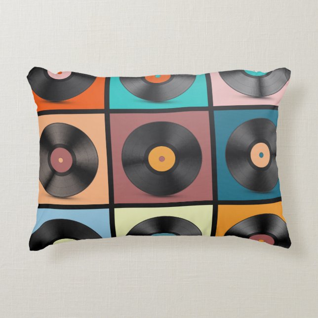 Vinyl records: retro LP set. Accent Pillow (Front)