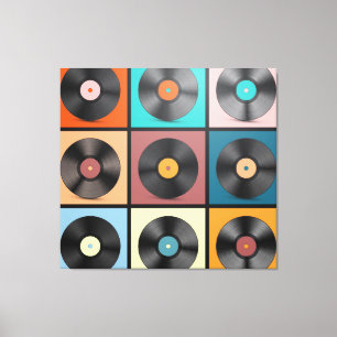 Vinyl records: retro LP set. Canvas Print