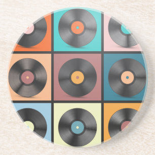 Vinyl records: retro LP set. Coaster