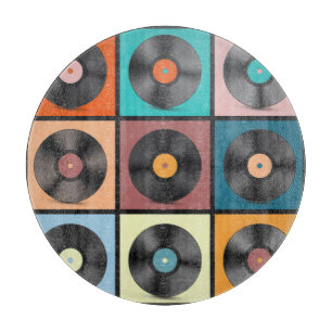 Vinyl records: retro LP set. Cutting Board