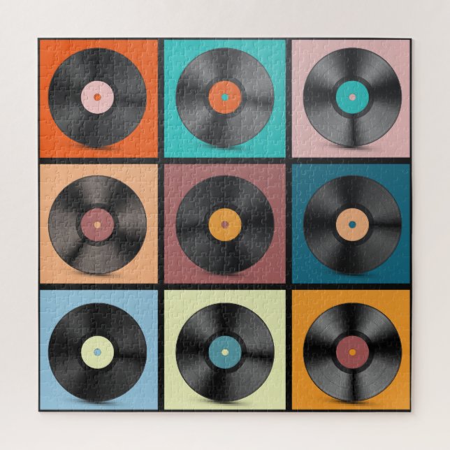 Vinyl records: retro LP set. Jigsaw Puzzle (Vertical)