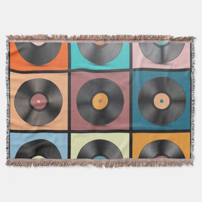 Vinyl records: retro LP set. Throw Blanket (Front)