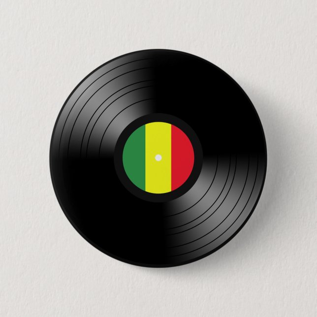 Vinyl reggae 2 inch round button (Front)