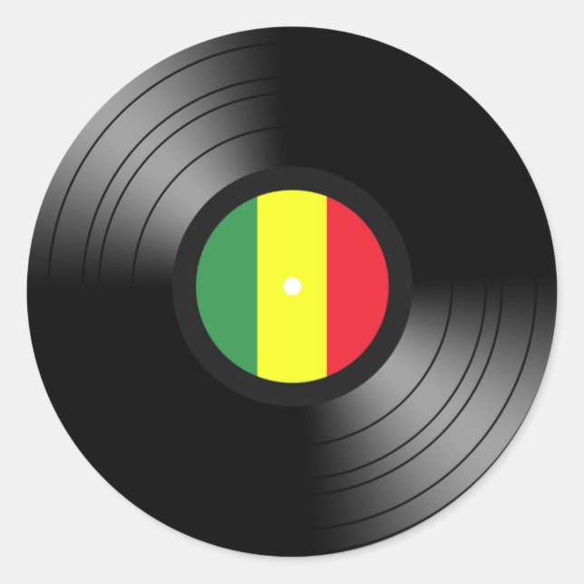 Vinyl reggae classic round sticker (Front)