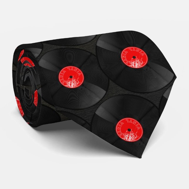 Vinyl Rhythm – Retro Beats Tie (Rolled)