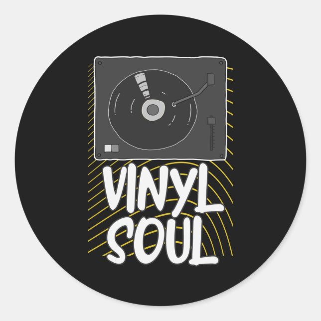 Vinyl Soul Record Turntable DJ Classic Round Sticker (Front)
