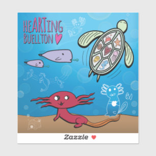 Vinyl Sticker - Axolotls in the Sea- Buellton.Art 