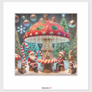 Vinyl Sticker: Christmas Mushroom Design