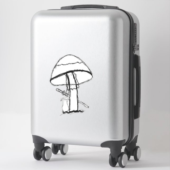 Vinyl Sticker | Gangster Mushroom With A Katana (Suitcase)