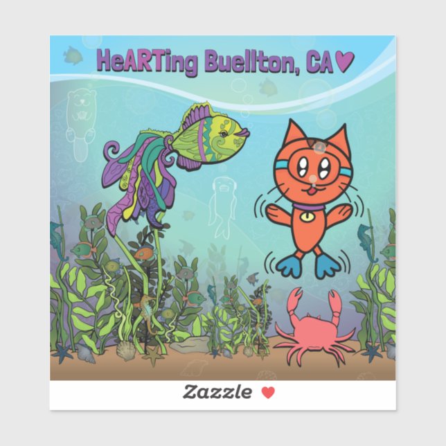 Vinyl Sticker - Scuba Cat - Buellton.Art  (Sheet)