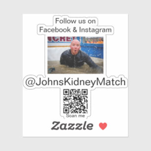 Vinyl Sticker - Window Cling - @JohnsKidneyMatch