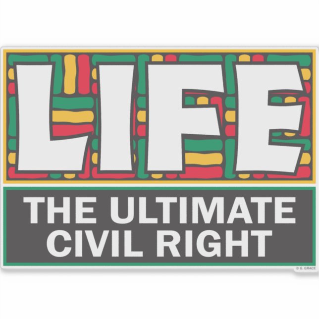 Vinyl sticker with a bold design. (Front)