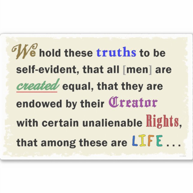 Vinyl sticker with a declaration. (Devant)