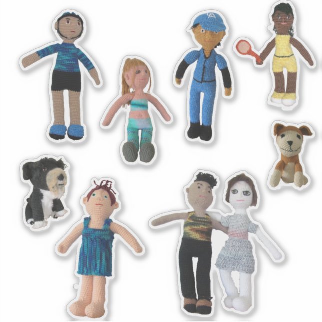 Vinyl Stickers - Sporting Dolls with Dogs (Front)