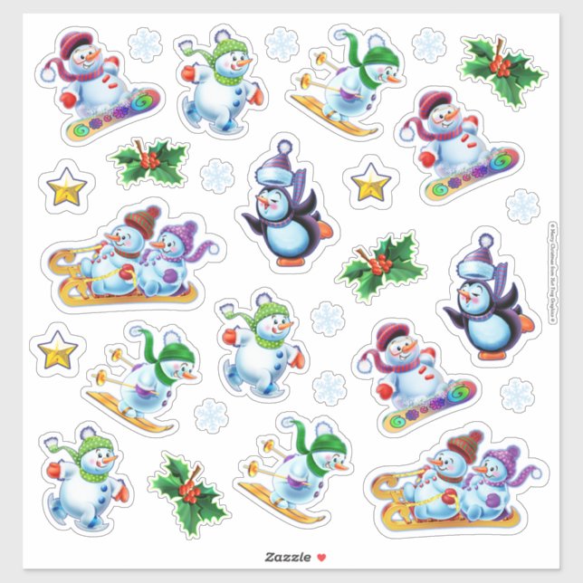 Vinyl stickers superb set Christmas characters (Sheet)